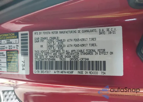 2022 Toyota Tacoma Trd Sport from USA, damaged, VIN 3TYSZ5AN7NT054006